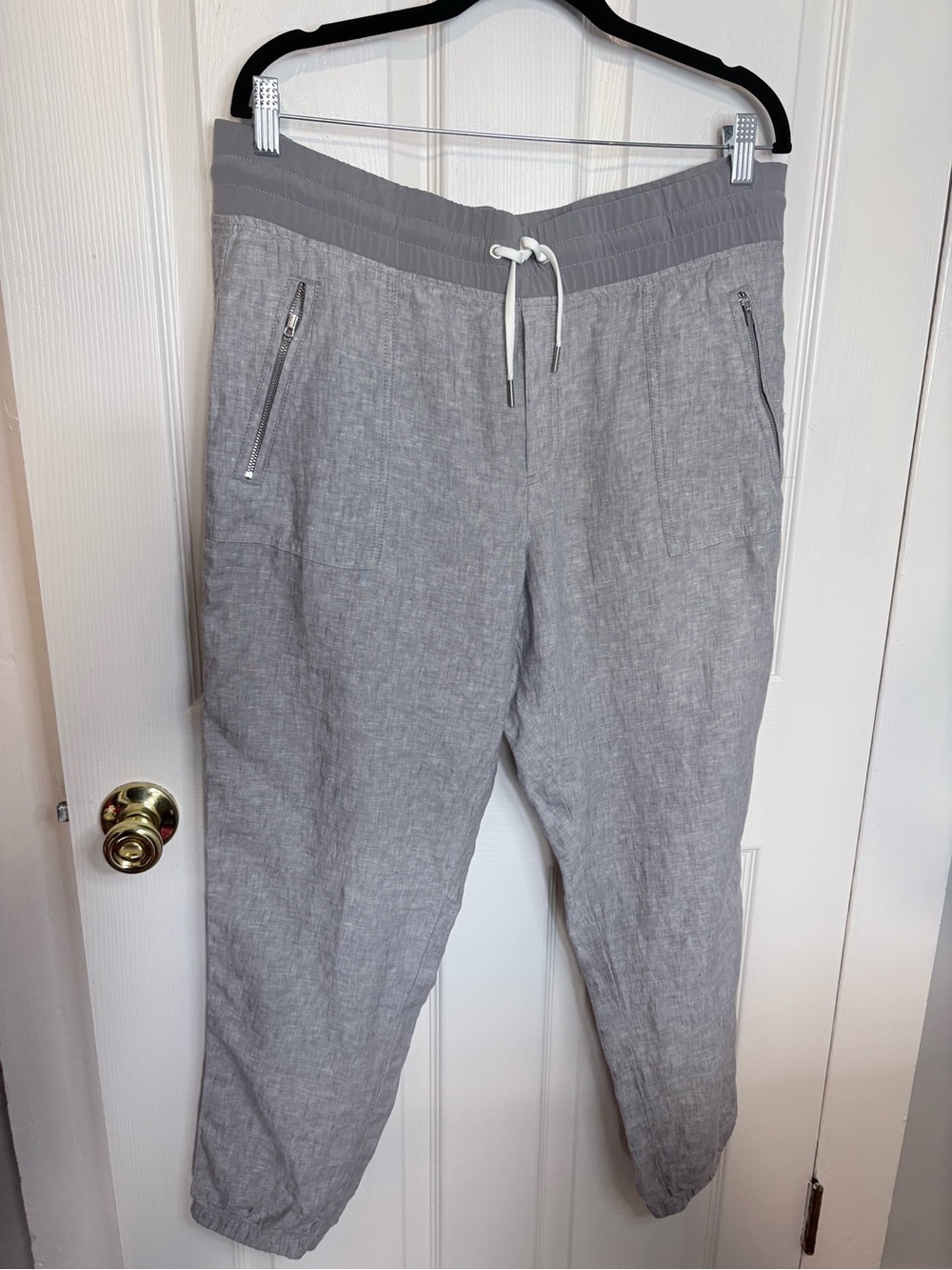 Athleta Cabo Linen Jogger Gray Mid Rise Lightweight Pants NWT Size 16 - Picture 2 of 9
